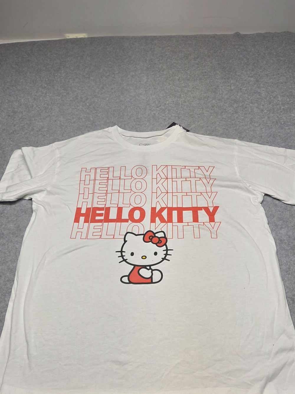0192 Hello Kitty White Tee with Red Logo and Character